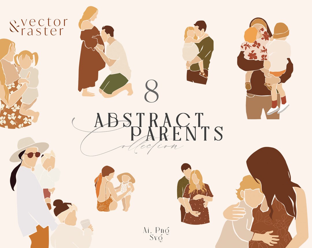 Abstract Family Clipart Parents and Kids Home Print, Marriage Couple