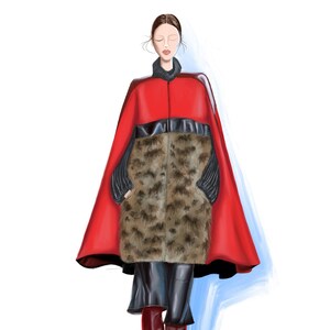 Мех и кожа Longchamp/Fashion illustration