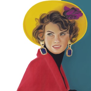 Linda Evangelista/Modeillustration/Druckbare Illustration
