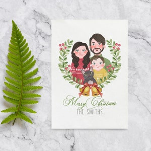 Personalized Christmas Card Multi Pack, Custom Family Christmas Card, Family Christmas Cards, Custom Illustrated Holiday Card