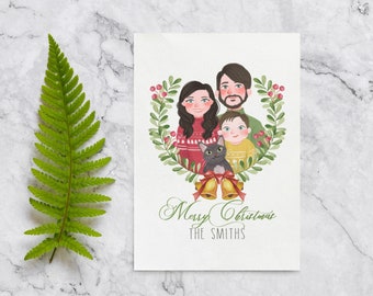 Personalized Christmas Card Multi Pack, Custom Family Christmas Card, Family Christmas Cards, Custom Illustrated Holiday Card