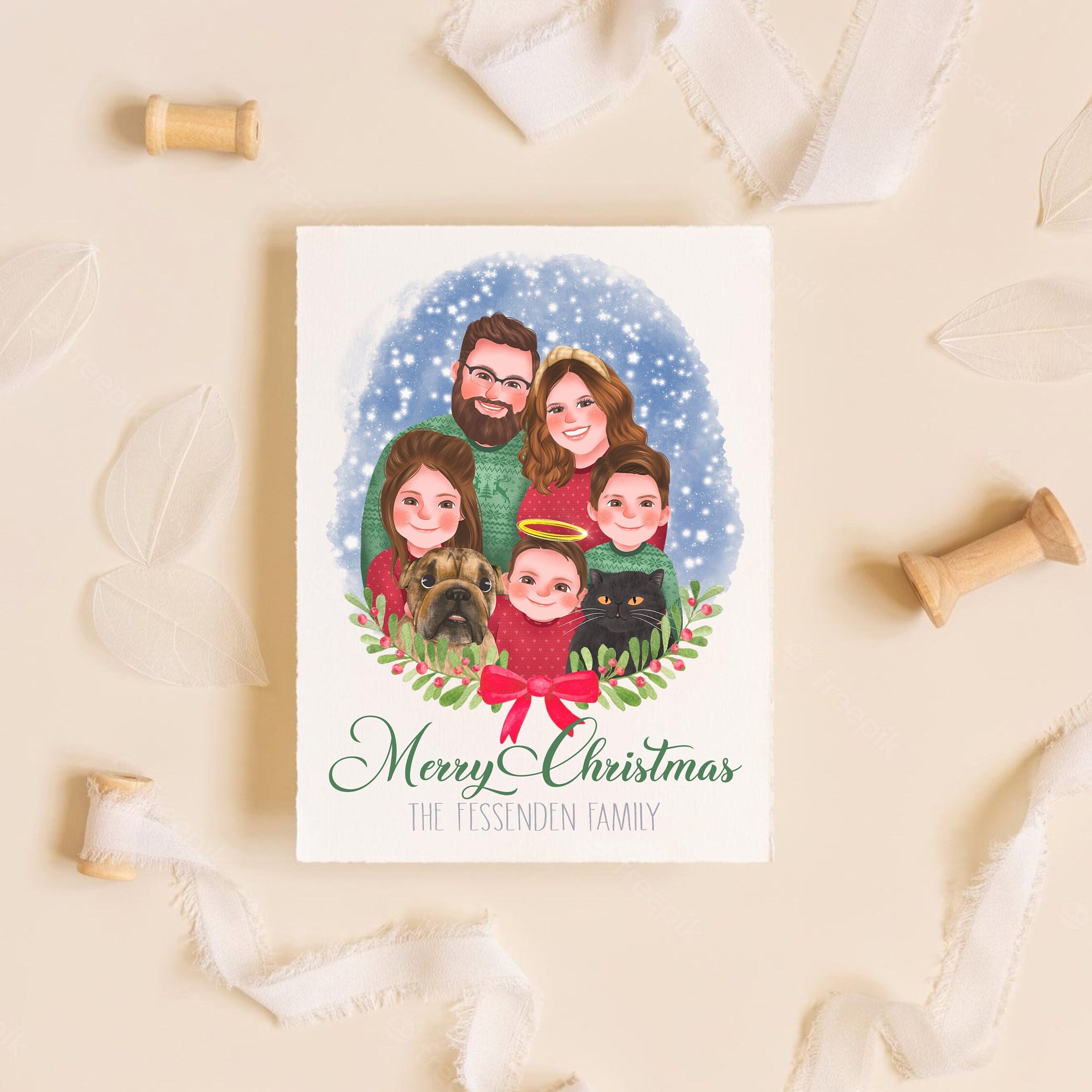 Personalized Christmas Card Multi Pack Custom Family Etsy