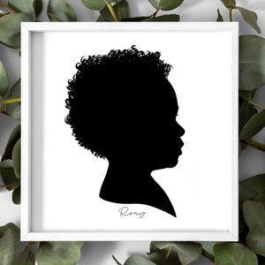 personalized silhouette profile of an african american kid