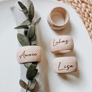 Napkin ring personalized with names made of wood place card table decoration Christmas