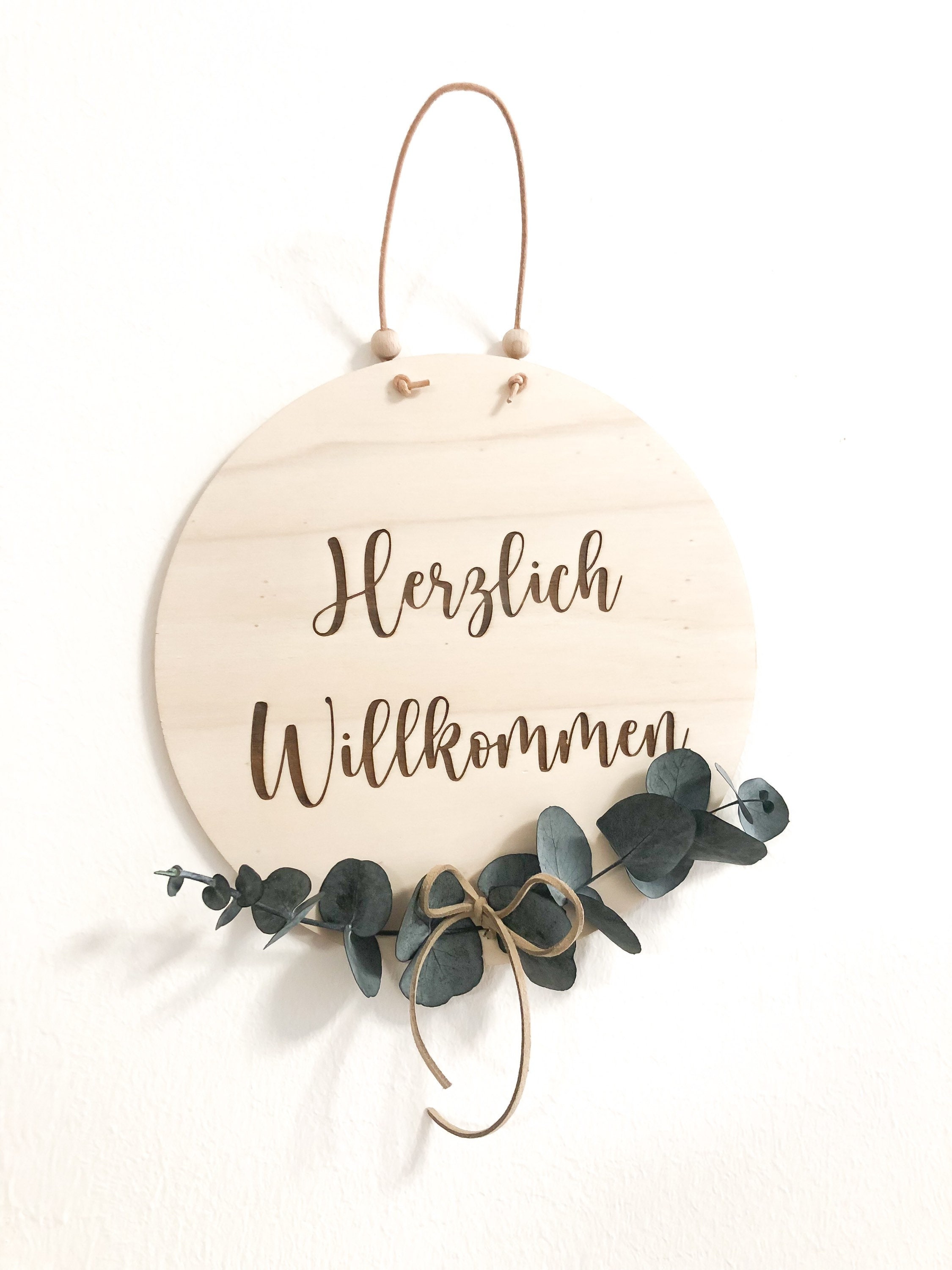 Wooden Sign Welcome With Eucalyptus Dried Flower 20 Cm - Etsy