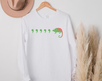 Comma Comma Comma Chameleon shirt grammar shirt teacher shirt funny grammar shirt comma shirt shirt book lover shirt reading shirt