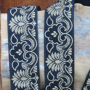 Guitar Strap, Bass Strap -  50mm, 2 inches - Black ,Gold and Silver design