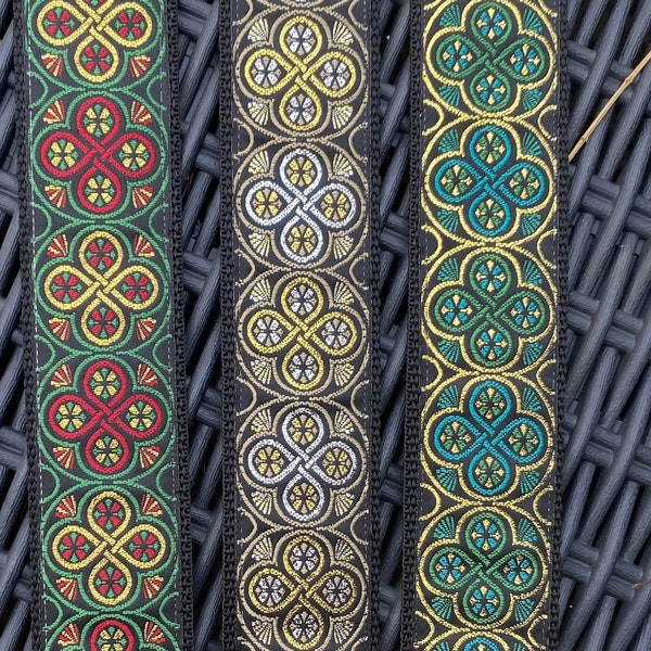 Ukulele Strap, Mandolin Strap, Guitar Strap, Bass Strap - Red,Gold,Green,Black, Peacock, Silver - 40mm 1 1/2 inch,50mm,2 inch -Stained Glass