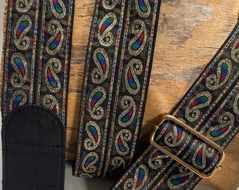 VEGAN Ukulele, Mandolin, Guitar, Bass Strap - Ornate Paisley Design, Various Widths Available