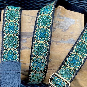 Ukulele Strap, Mandolin Strap - 40mm 1 1/2inch - Stained Glass Design - Peacock, Red, Green, Blue, Purple, Silver, Gold