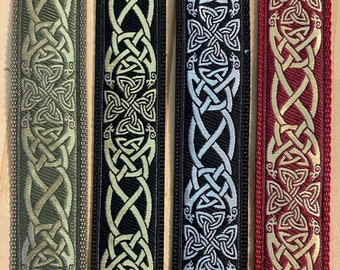 Ukulele Strap, Mandolin Strap, Guitar Strap - Celtic - Olive, Wine, Black, Gold, Silver - Medieval , Viking  - 40mm, 1 1/2 inch