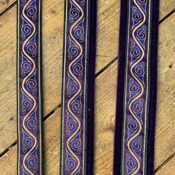 Ukulele Strap, Mandolin Strap, Guitar Strap, Bass Strap - Purple Medieval Swirl - 50mm, 2 " - 40mm, 1 1/2 inch, Narrow 30mm 1 1/4 inch