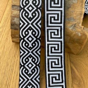 Guitar Strap, Bass Strap - 50mm (2 inches) - Black and White Greek Key - Pop Art