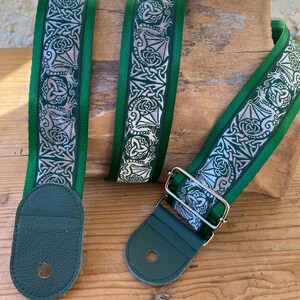 Gothic Dragon Gitarren-, Bassgurt - Mittelalter 48mm Green & Silver