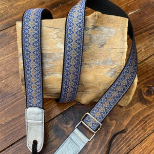 Ukulele Strap, Mandolin Strap, Guitar Strap, Bass Strap Narrow 30mm, 1 1/4 inch ,50mm ,2 inch Persian Design Black,Gold, Blue,Silver image 5