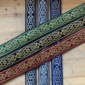 Celtic, Ukulele Strap,  Mandolin Strap - Wine, Green, Black, Navy, Grey, Gold , Silver - Narrow 25mm, 1 inch - Medieval, Viking