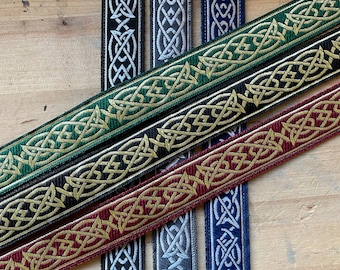 Celtic, Ukulele Strap,  Mandolin Strap - Wine, Green, Black, Navy, Grey, Gold , Silver - Narrow 25mm, 1 inch - Medieval, Viking