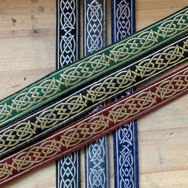 Celtic, Ukulele Strap,  Mandolin Strap - Wine, Green, Black, Navy, Grey, Gold , Silver - Narrow 25mm, 1 inch - Medieval, Viking