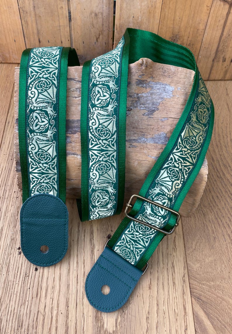 Gothic Dragon Gitarren-, Bassgurt - Mittelalter 48mm Green/Gold