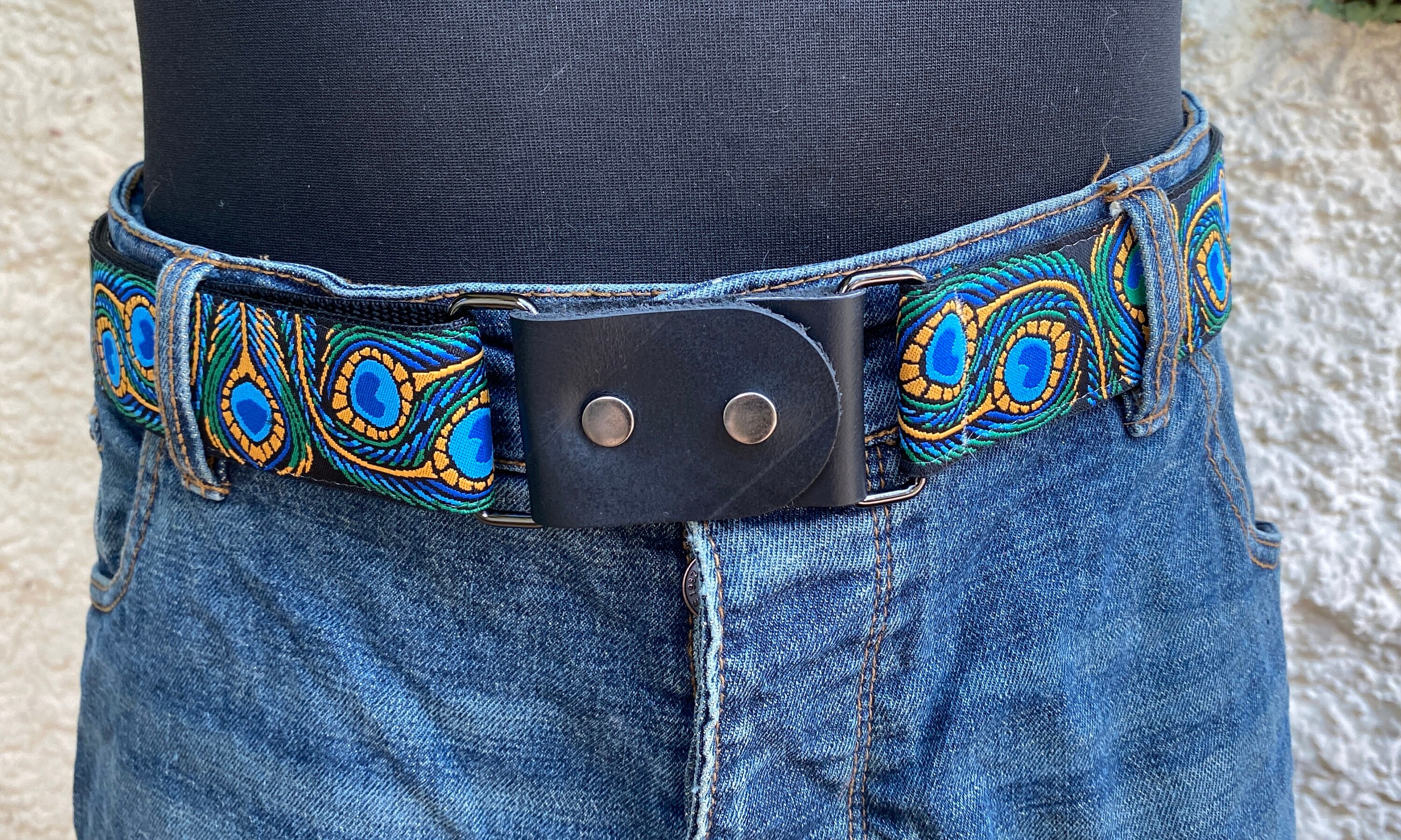 Vintage Peacock Belt, Adjustable Would Best Fit Small Peacock Belt - Adjustable Small, Medium, Large- 40mm 1 1/2  main image 3