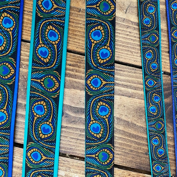 Ukulele Strap, Mandolin Strap, Guitar Strap, Bass Strap, Banjo Strap - Peacock - 25mm, 1 inch - 40mm, 1 1/2 inch - 48mm,2 inch - Blue,Green