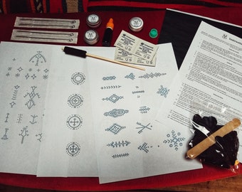 Hand Poke Tattoo Kit / Tattoo-Design / DIY Tattoo Kit / Tattoo Stick & Poke Kit / Vegan Tattoo / Stammes Tattoo / Traditionell