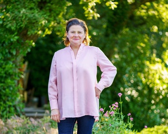 Oversized linen pink shirt, size XL