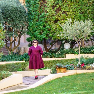 Cotton burgundy red wrap dress, size L-XXL image 2