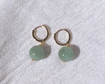 Large Jade Huggie Hoops
