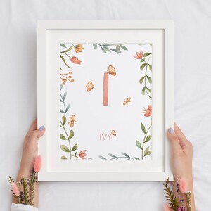 Gift for Baby Girl. Personalised Print. Butterfly print. Butterflies with name. Pink Nursery Art Print.