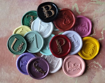 Initials Wax Seals A-Z with adhesive Backing - Custom made, many colors! For Weddings, birthdays, letters, invitations, stationary