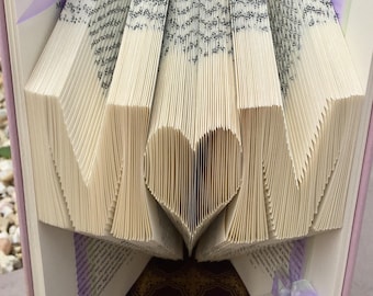 Mom Book Folding Pattern, Learn How to Make Folded Book Art, Decorative Book, Mother's Day Recycled Book Art, Book worm gift, Book Origami