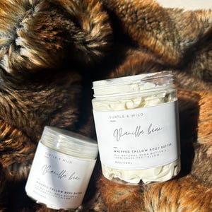 Vanilla Bean Whipped Tallow•Grass-fed Beef•Pure Tallow, Plain Tallow•Moisturizer• Beef Tallow• Beef Suet• Tallow Soap• Tallow Balm,Tallow