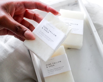 Tallow Soap| Grass-fed beef tallow soap|Beef Suet|Unscented tallow soap|Tallow Skincare|Handmade Soap|Gift for Her|Gift for Him|Soap