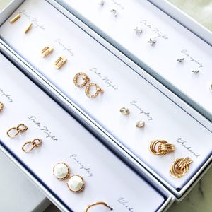3 Stud Earrings Sets|Diamond Studs|Gold Earrings Set|Earring Set|Wedding Earrings|Christmas Gift|Stocking Stuffer|Gift Set|Gift for Her|