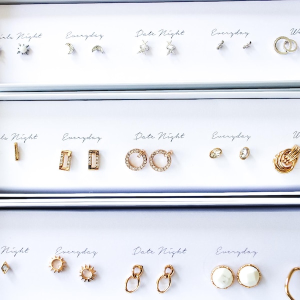 5 Stud Earrings Sets|Diamond Studs|Gold Earrings Set|Earring Set|Wedding Earrings|Mothers Day Gift|Gift Set|Gift for Her|Mom Gift