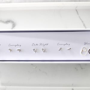 Juego de aretes de botón/aretes de plata/juego de aretes de plata/aretes/joyas/regalo de dama de honor/regalo de San Valentín/aretes de botón de plata/aretes de piedra/juego de aretes