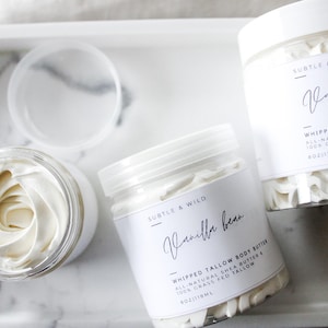 Vanilla Bean Whipped Tallow Butter• Beef Tallow•Beef Suet• Moisturizer Beef Tallow Skincare•Tallow•Skin Tallow, Natural Skincare,Body Butter