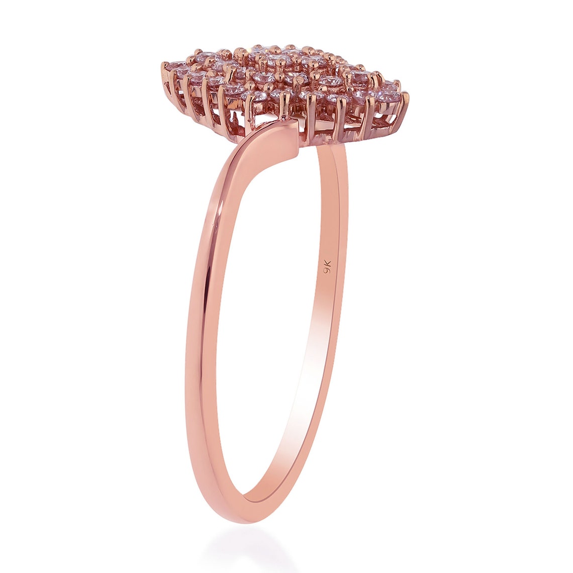 0.50 Ct. Natural Pink Diamond Cluster Ring for Women in 9K | Etsy