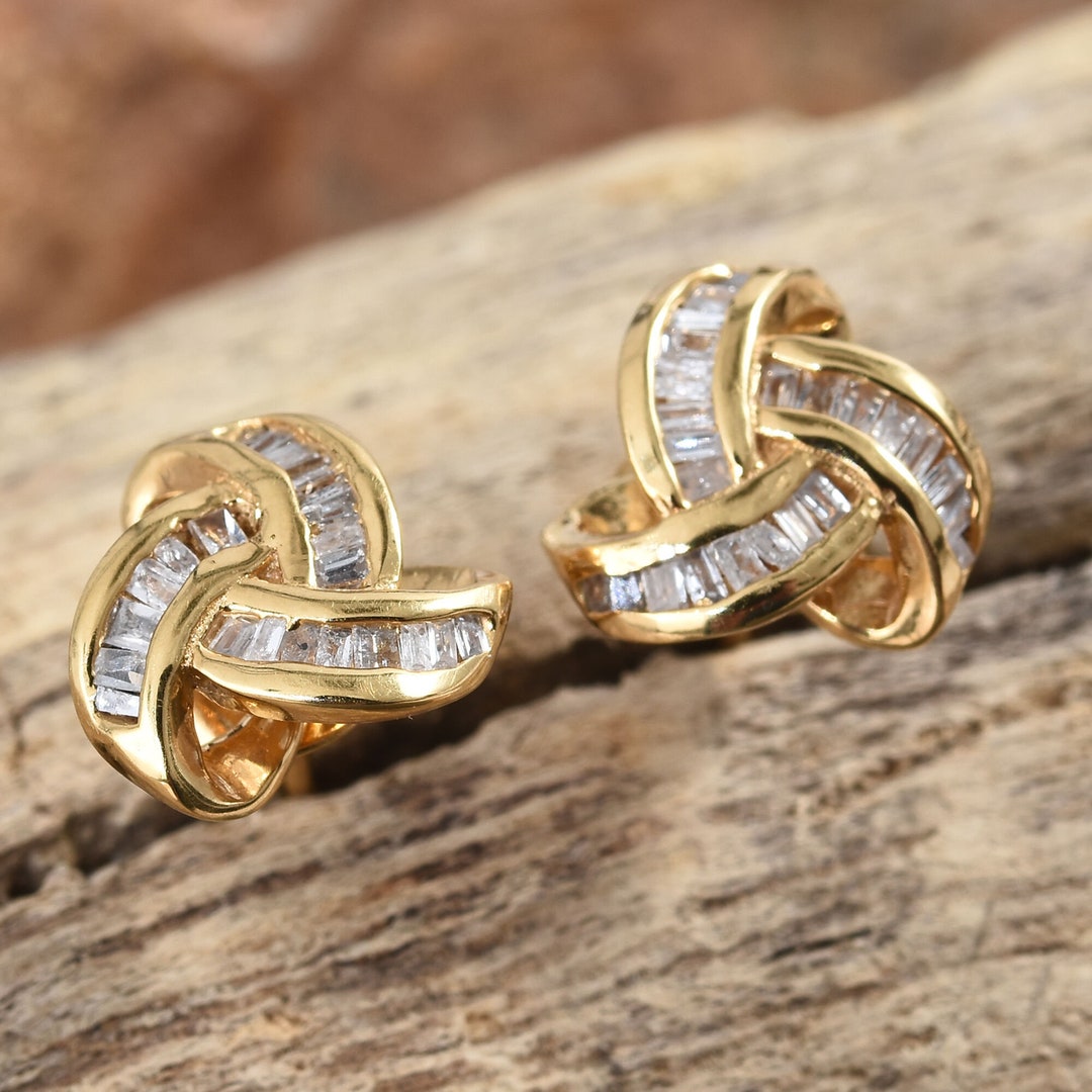 TJC Genuine White Diamond Solitaire Stud Earrings in 14ct Gold