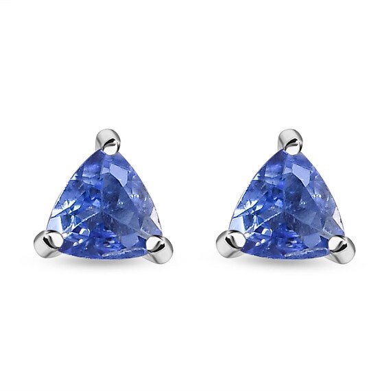 TJC Tanzanite Stud Earrings for Women in Platinum Plated 925