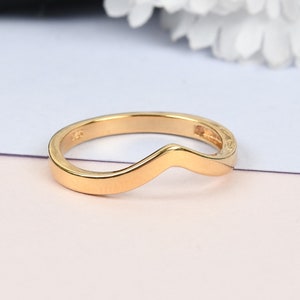 Wishbone V Shape Stacker Plain Ring in 14K Gold Plated Sterling Silver, Silver wt. 1.8 Gms