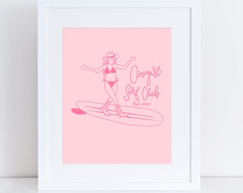 Surfing Cowgirl Physical 8x10 Art Print