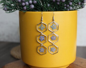 Forget Me Not Silver Hexagons