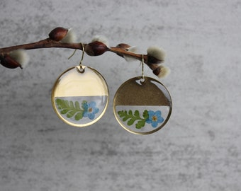 Fern and Forget Me Not Earrings