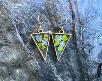 Alpine Meadow Rue and Forget Me Not Earrings