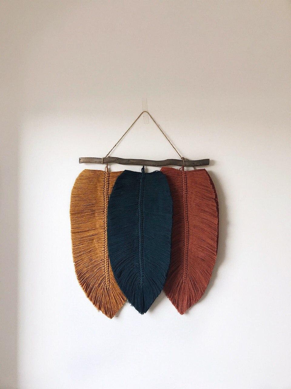 Macrame Feathers Large Macrame Feather Wall Hanging Boho Etsy