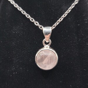 Rose Quartz Dainty Silver Pendant