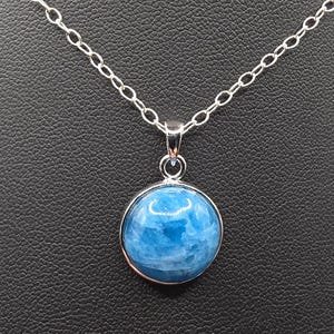 Neon Blue Apatite Silver Pendant, Stone of Manifestation