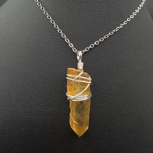 Golden Healer Quartz Point Wire Wrap Pendant